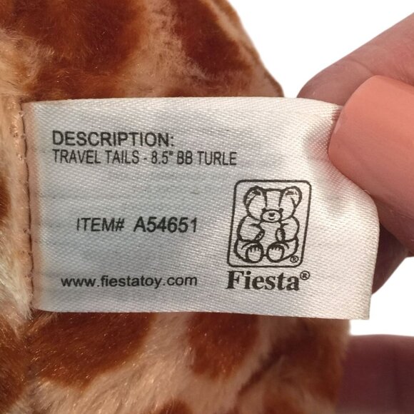 Fiesta Travel Tails 8.5" BB Turtle Plush Stuffed Animal Toy Tortoise Green - Picture 6 of 7